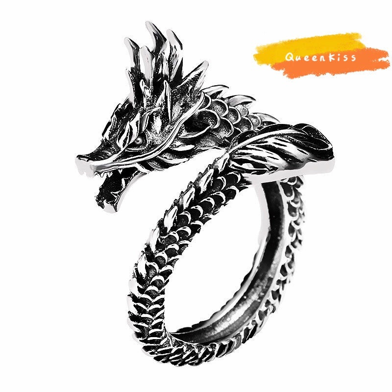 Super Cool 3D Dragon Minimalist Vintage Adjustable Silver Ring