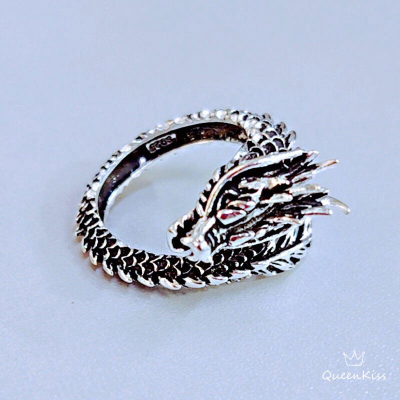 Super Cool 3D Dragon Minimalist Vintage Adjustable Silver Ring