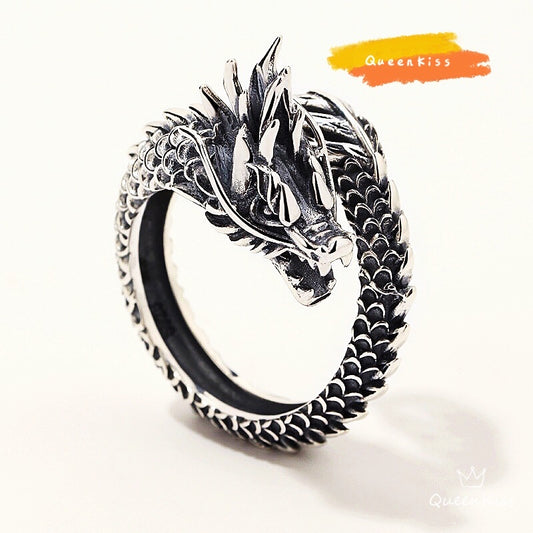 Super Cool 3D Dragon Minimalist Vintage Adjustable Silver Ring