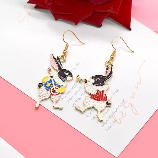 Funny Rabit Enamel Cute Adorable Happy Band Earrings -- Awesome Partner!
