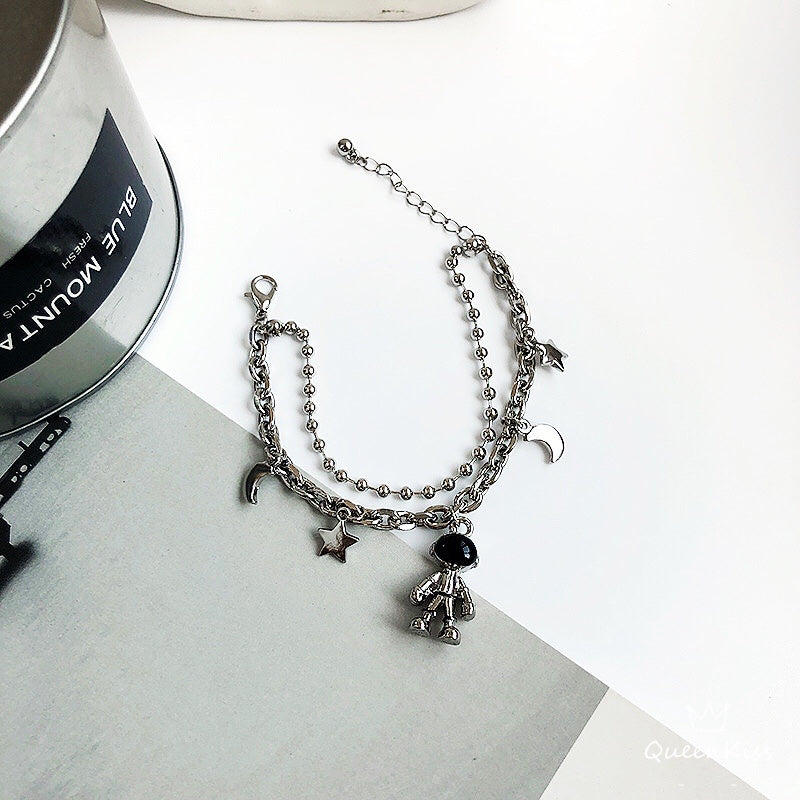 Cute Adorable Stainless Steel Two Layers Cool Style Chain Robot Teddy Rabit Silver Bracelet -- Zooist!!