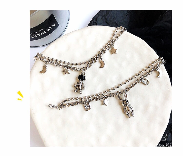 Cute Adorable Stainless Steel Two Layers Cool Style Chain Robot Teddy Rabit Silver Bracelet -- Zooist!!