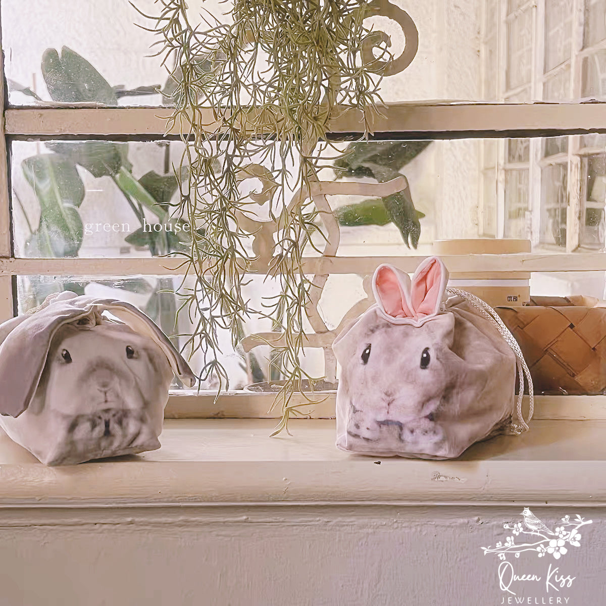 Bunny Rabbit Cute Adorable Makeup Purse Bag Pouch Flannel High Quality White Grey Beige Blackwhite Bunny Gift for her him -- Bunny Buddy!!