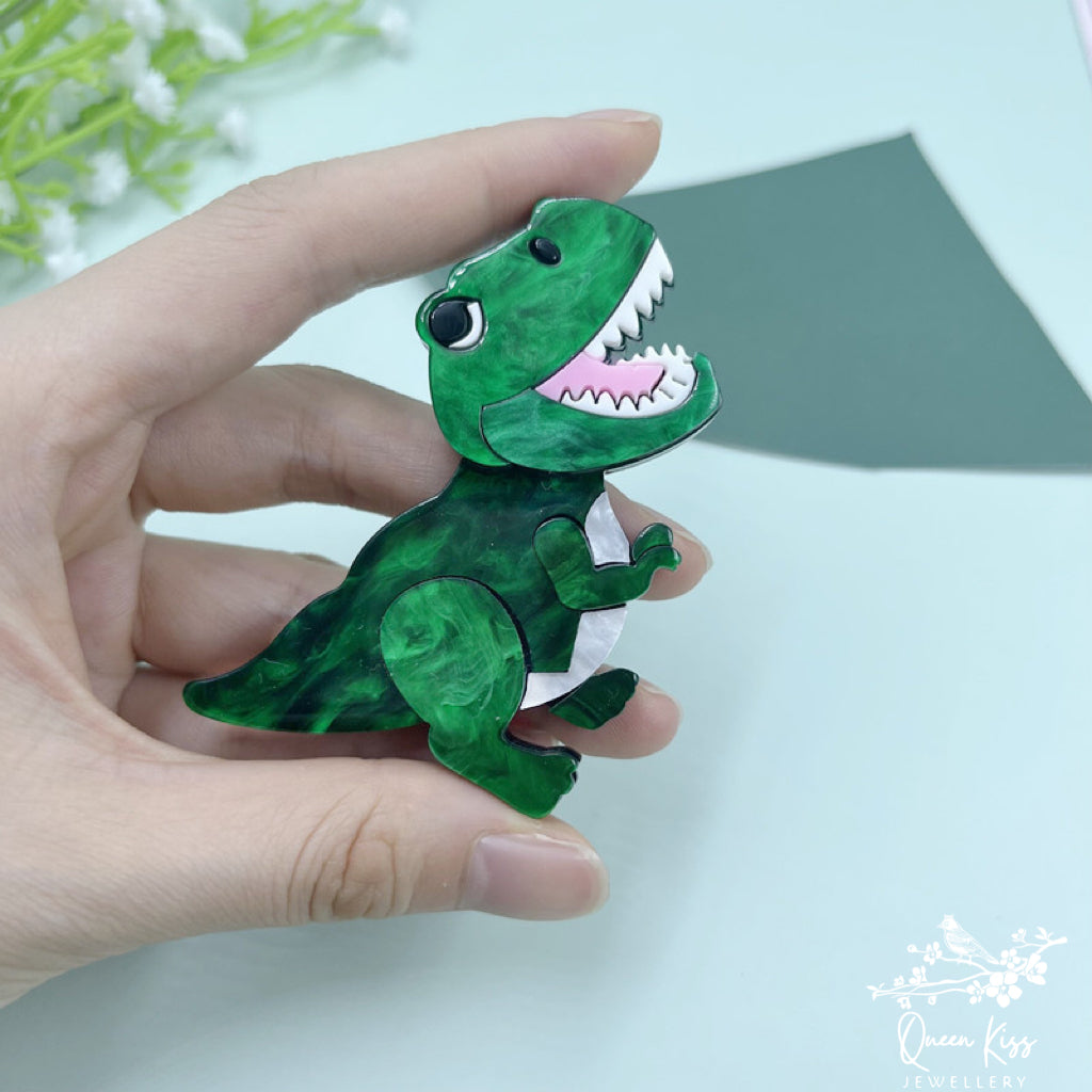 Cute Adorable Good Quality Acrylic Dinosaur Brooches Artist Gift for Her, Mother, Kid, Sister, Good Friends Inactive