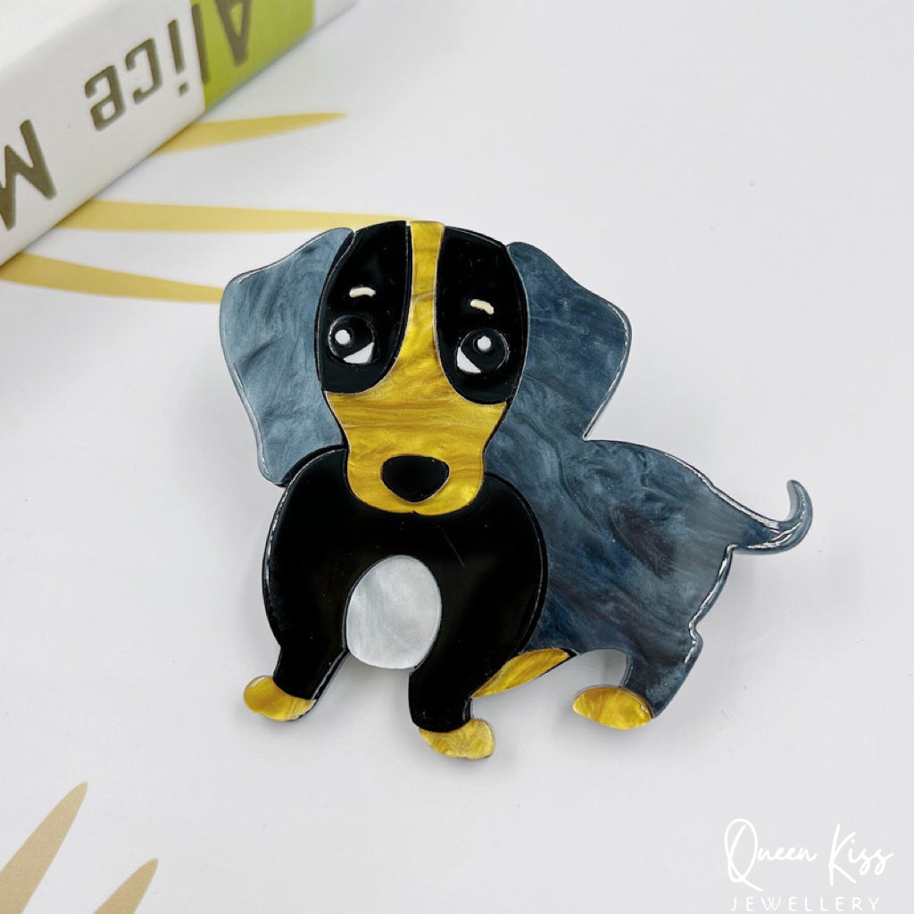 Cute Adorable Good Quality Acrylic Dog Brooches Artist Gift for Her, Mother, Kid, Sister, Good Friends