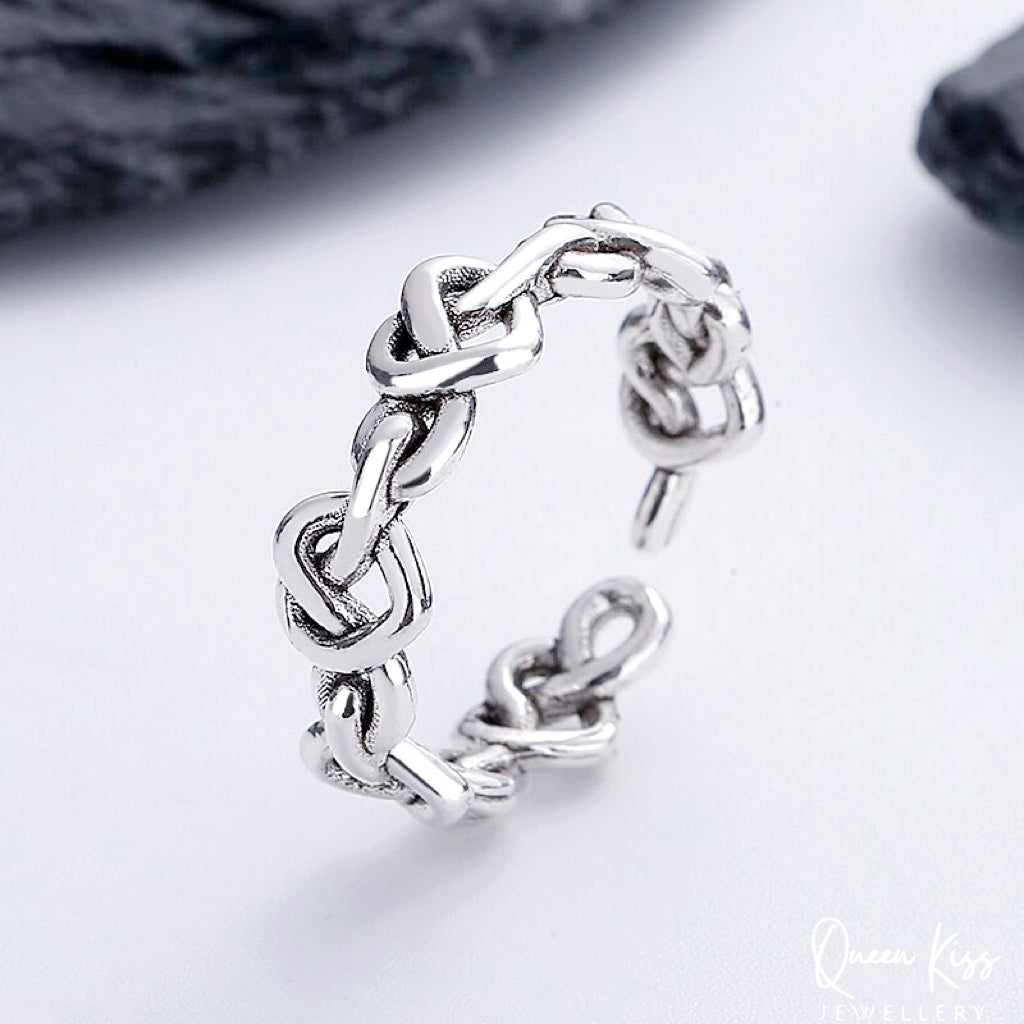 Vintage Flower Adjustable 925 Sterling Silver Plated Ring
