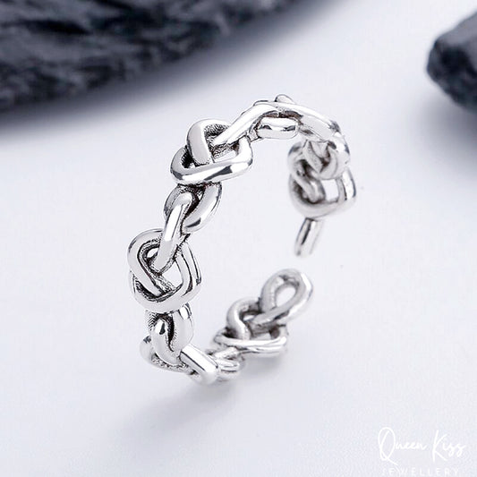 Vintage Flower Adjustable 925 Sterling Silver Plated Ring