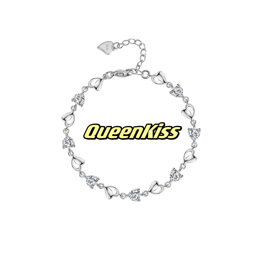 Swarovski Elements Crystal Clear Shape 925 Sterling Silver Plated Bracelet - Bright Heart!!