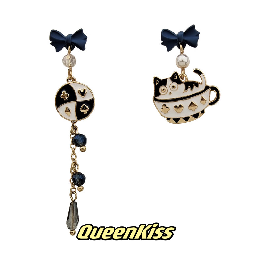 Super Cute Kitty Cat Playing in the Cup Earrings -- Love Is All Around!!