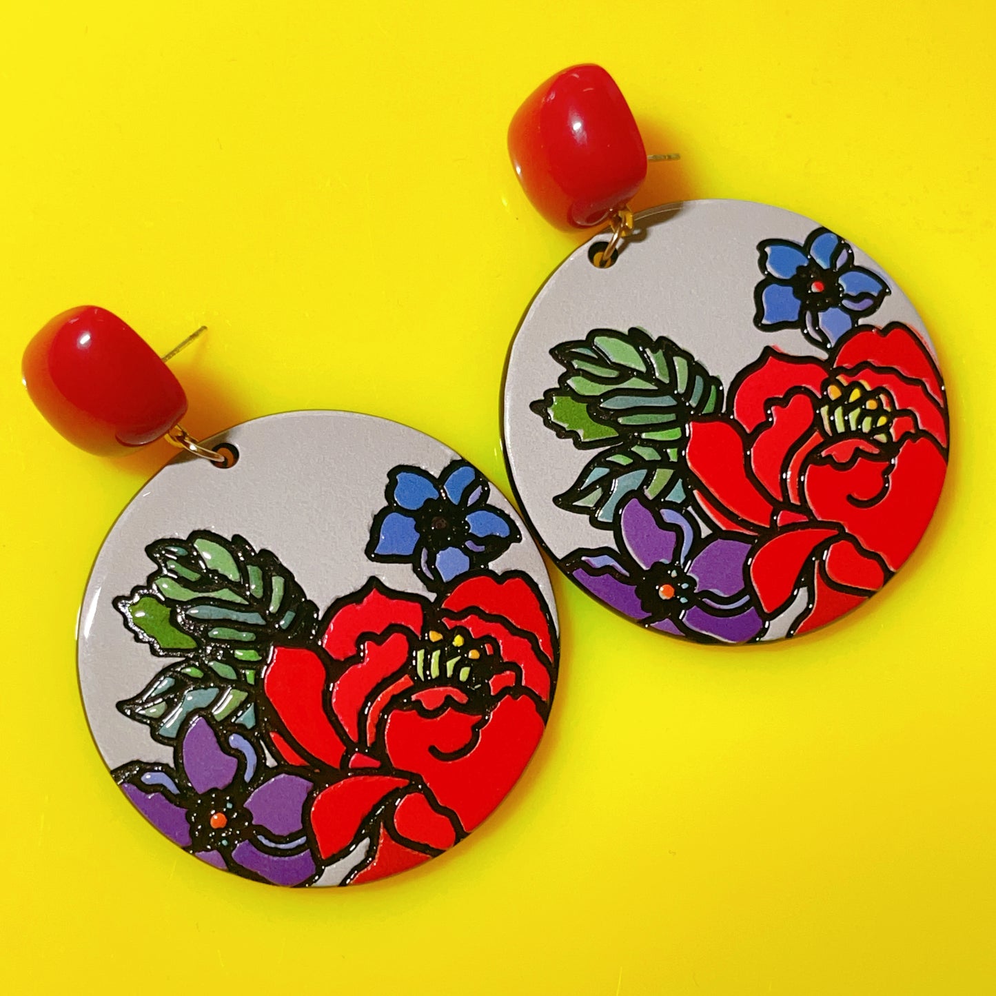 Cute Light Trendy Adorable Circle Flower Flora Earrings - Garden Time