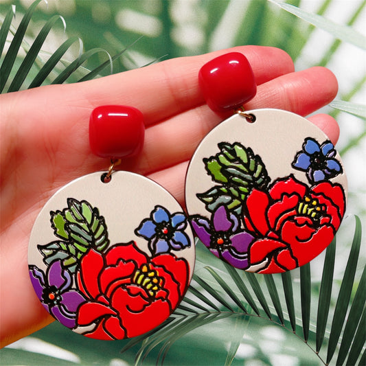 Cute Light Trendy Adorable Circle Flower Flora Earrings - Garden Time