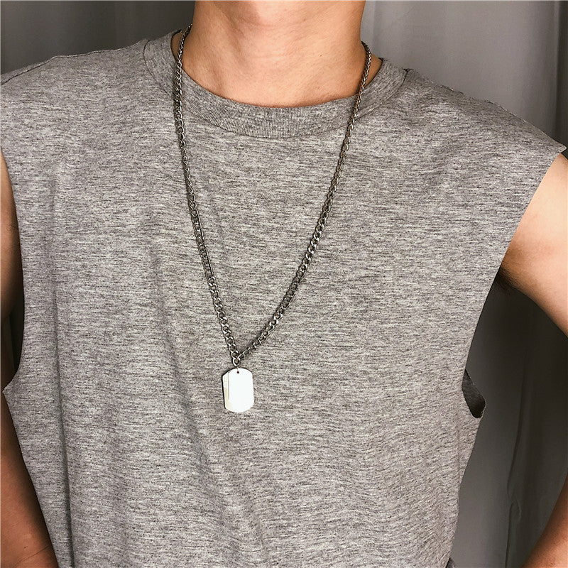 Funky Punk Stainless Steel Cross Plain Cool Three Layers One Set Silver Necklace -- Be a man!!