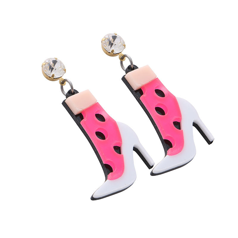 Cute Light Trendy Sexy Pinky Socks White High Heel Shoes Party Earrings - Call me Sexy!!