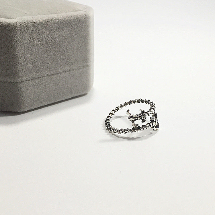 Vintage Cross Adjustable Silver Ring