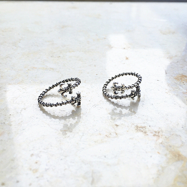 Vintage Cross Adjustable Silver Ring
