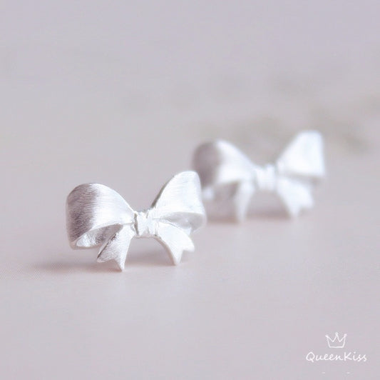 Sterling Silver 925 Stud Earrings Cute Bowknot Stud Earrings Modern Studs Minimal Stud Earrings Gift for her