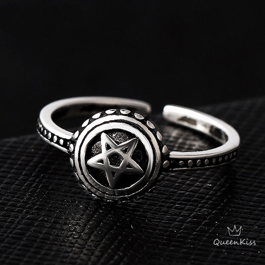 Vintage Star Sign Adjustable Silver Ring