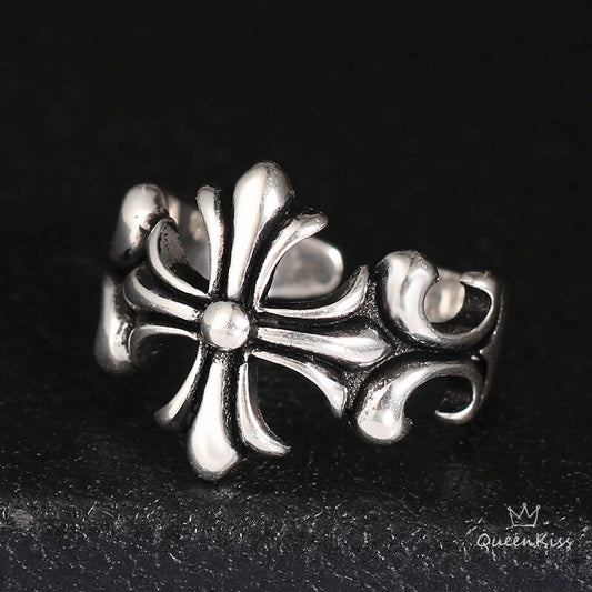 Vintage Cross Adjustable Silver Ring
