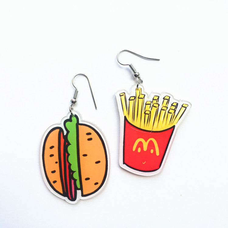 Funny Quirky MacDonald Kenturkey Burger Chip Light Earrings - We are big family!!