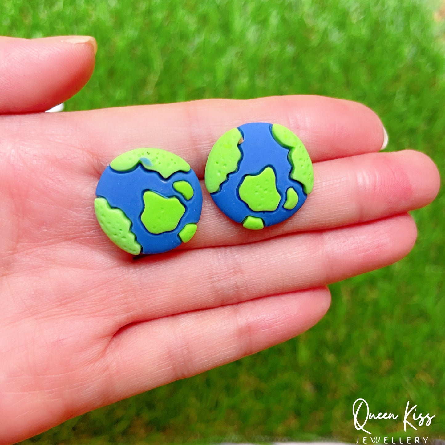 Super Cute Spaceman Astronaut and Earth Planet Stud Earrings -- Perfect Partner!!