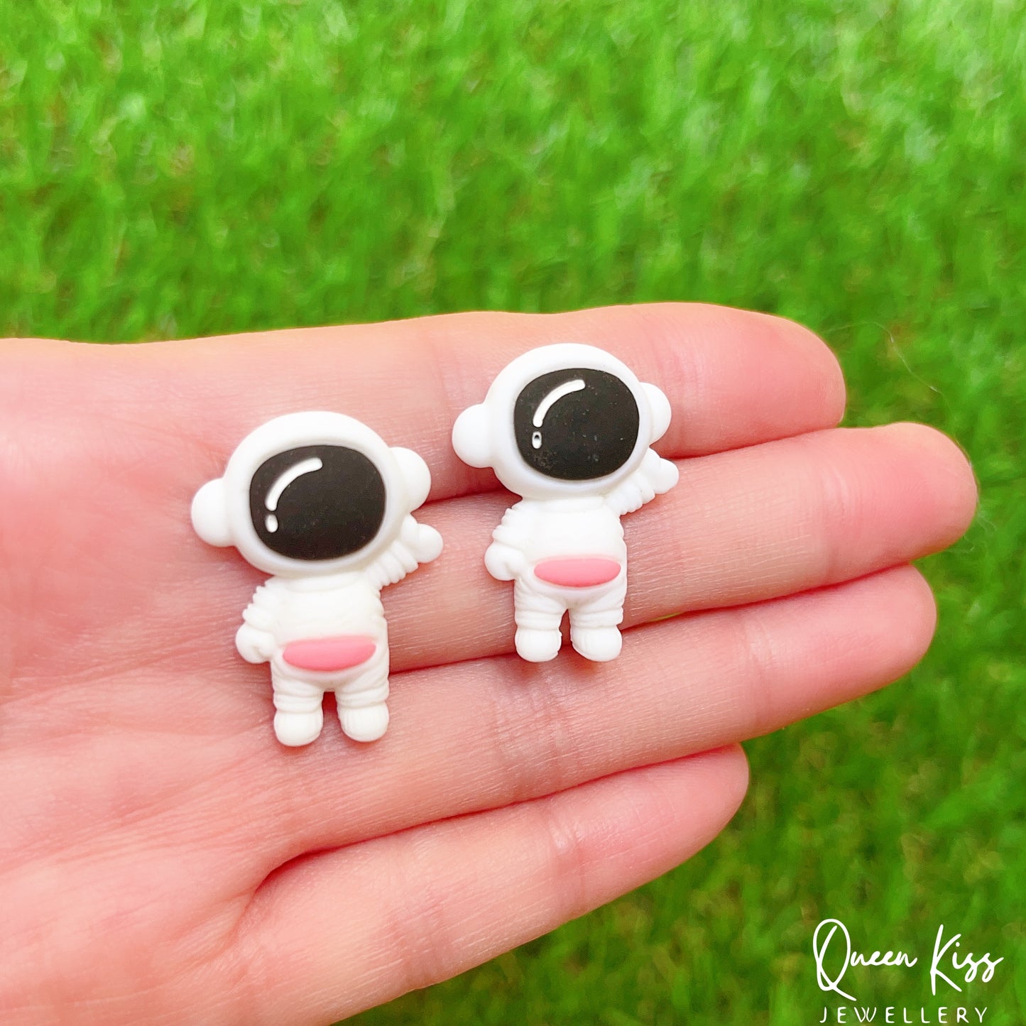 Super Cute Spaceman Astronaut and Earth Planet Stud Earrings -- Perfect Partner!!