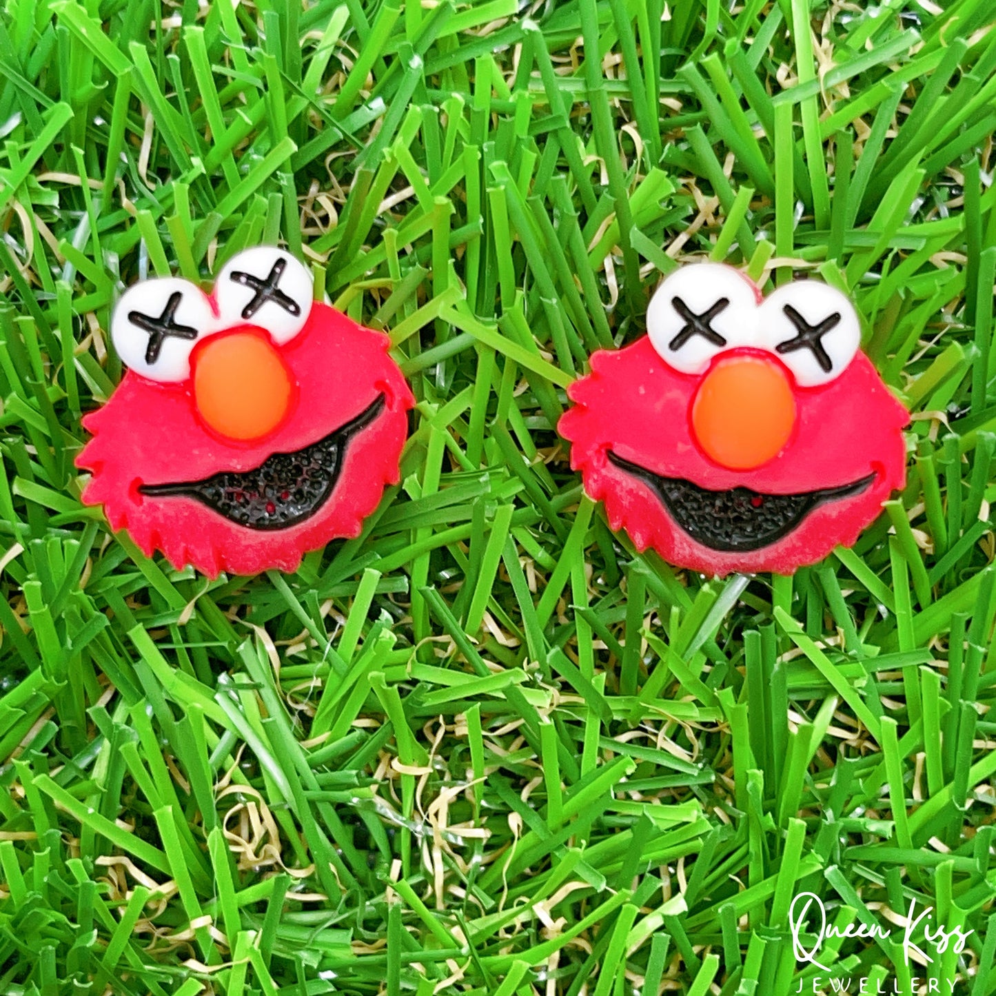 Cute Adorable Seasame Street Elmo Stud Earrings Gift for her -- Happy Happy Dancing