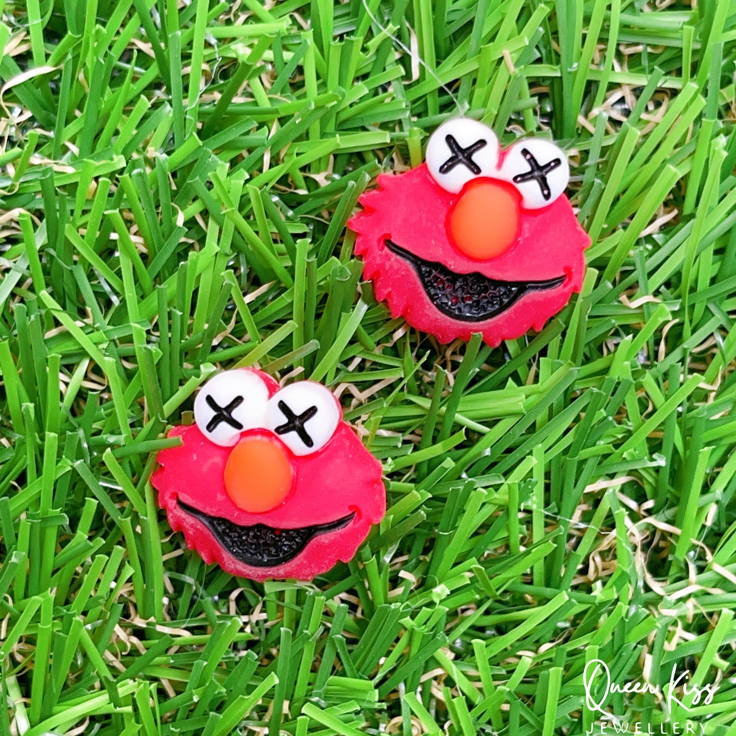 Cute Adorable Seasame Street Elmo Stud Earrings Gift for her -- Happy Happy Dancing