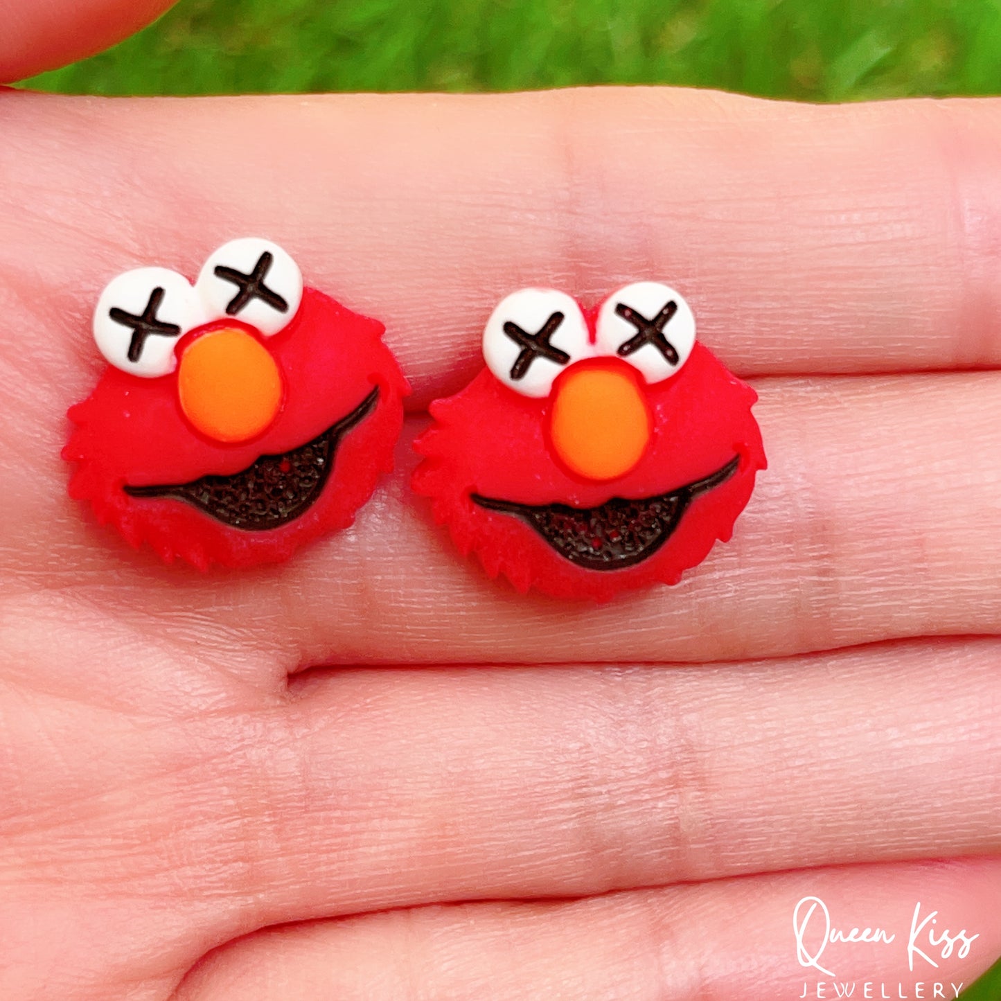 Cute Adorable Seasame Street Elmo Stud Earrings Gift for her -- Happy Happy Dancing