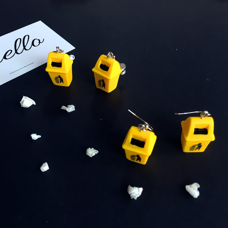 Quirky Sweet Cute Yellow Bin Acrylic earrings -- One and only!!