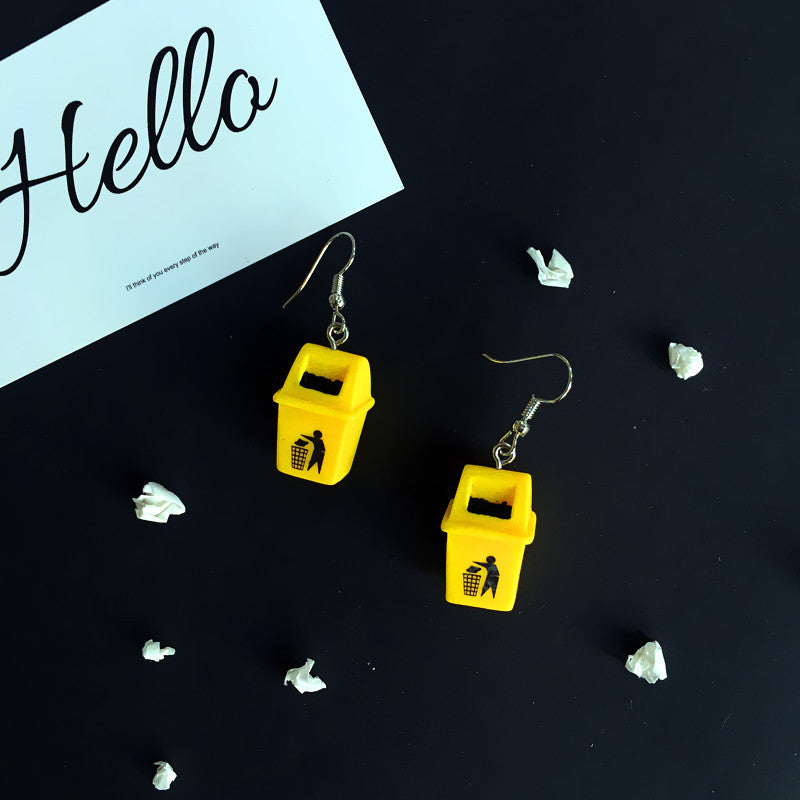 Quirky Sweet Cute Yellow Bin Acrylic earrings -- One and only!!