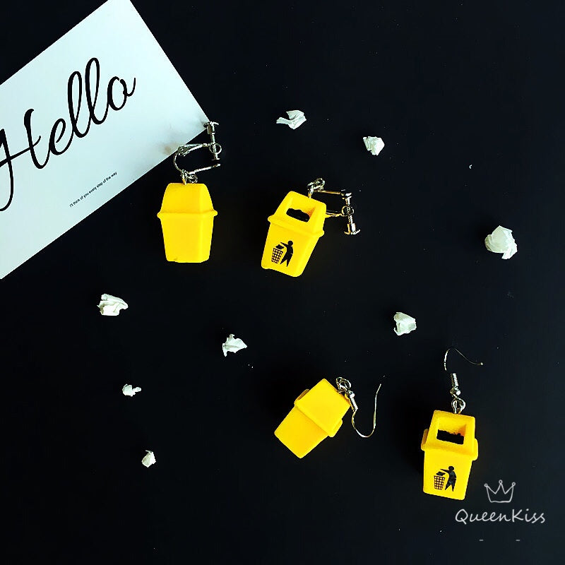 Quirky Sweet Cute Yellow Bin Acrylic earrings -- One and only!!