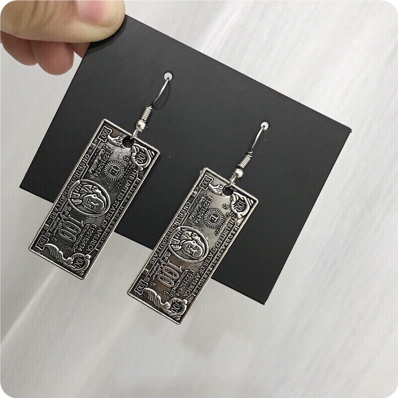 Sale!!! Awesome Money Silver Earrings -- Crazy World!!