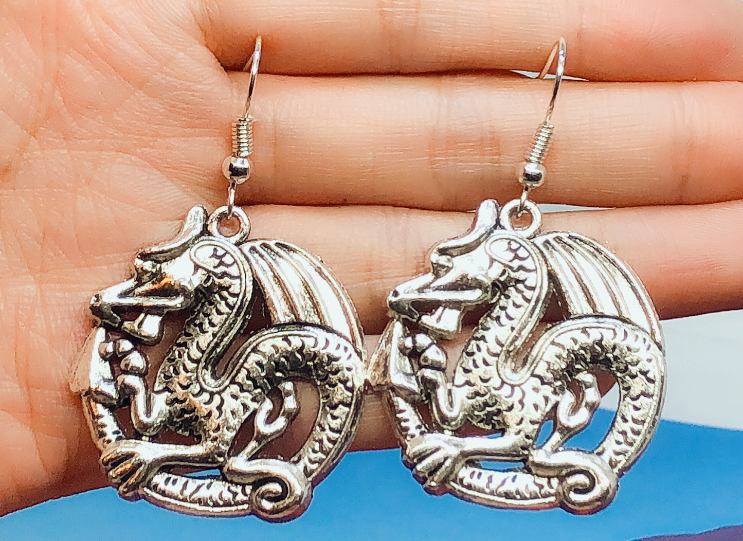Sale!!! Flying Dragon Star Silver Earrings -- Fortune and Wealth be with you!!