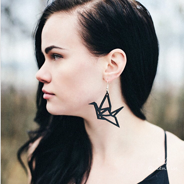 Cute Light Trendy Black and White Flying Bird Chime Party Earrings - Freedom Freedom!!