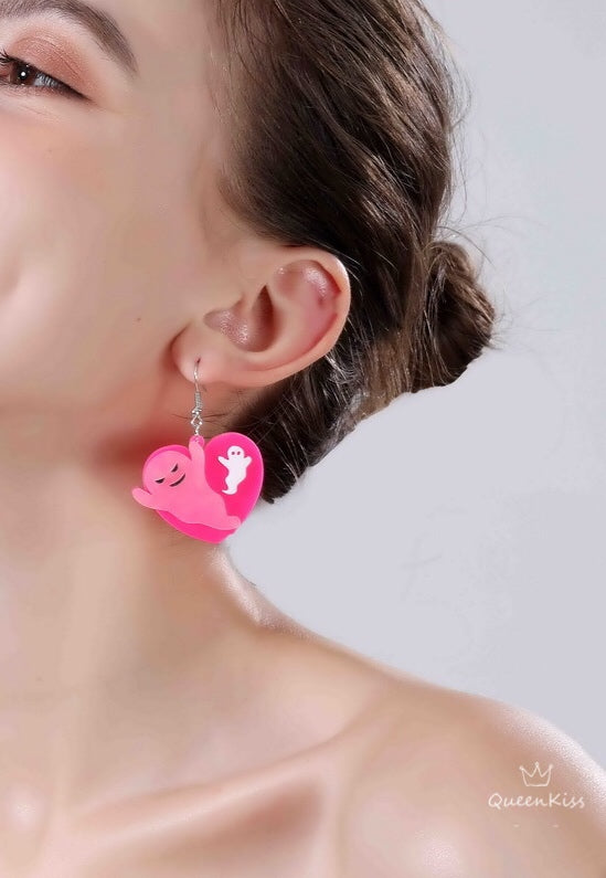 Halloween Cute Light Trendy Pink Eye Catching Party Earrings - Creepy Monster!!