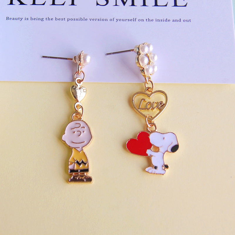 Super Cute Snoopy Family Love Enamelled Earrings -- Snoopy Doggy!!