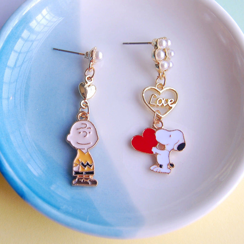 Super Cute Snoopy Family Love Enamelled Earrings -- Snoopy Doggy!!