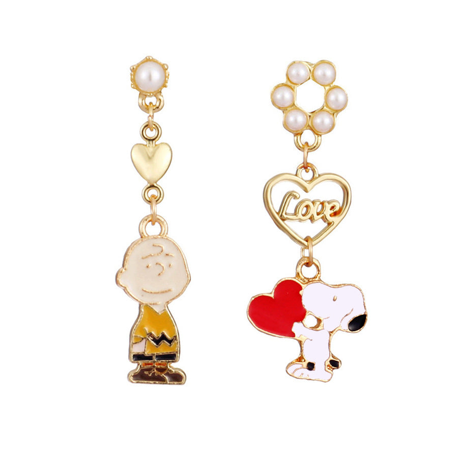 Super Cute Snoopy Family Love Enamelled Earrings -- Snoopy Doggy!!