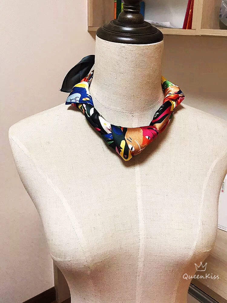 Cats Kitties Silk Feel Scarf Women Square Scarves Gift for her Christmas Gift -- Meowy Christmas