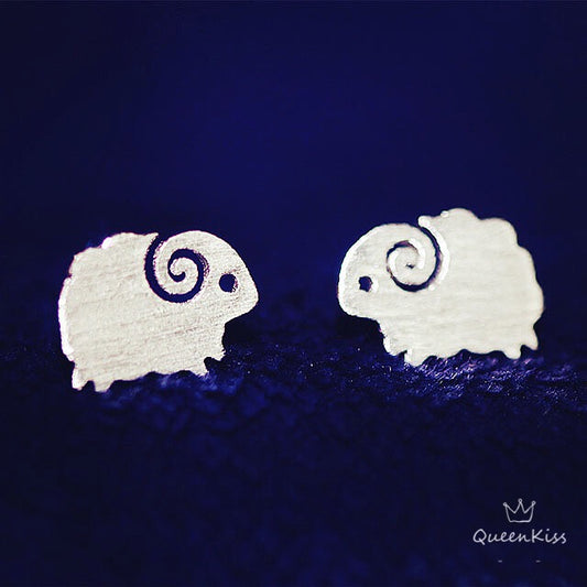 Sterling Silver 925 Stud Earrings Cute Couple Goat Sheep Stud Earrings Modern Studs Minimal Stud Earrings Gift for her