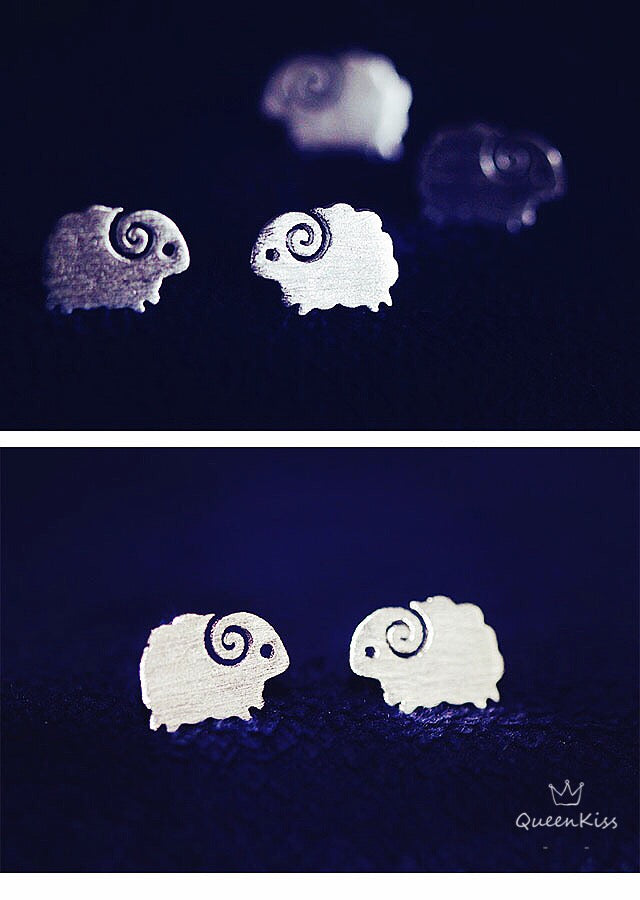 Sterling Silver 925 Stud Earrings Cute Couple Goat Sheep Stud Earrings Modern Studs Minimal Stud Earrings Gift for her