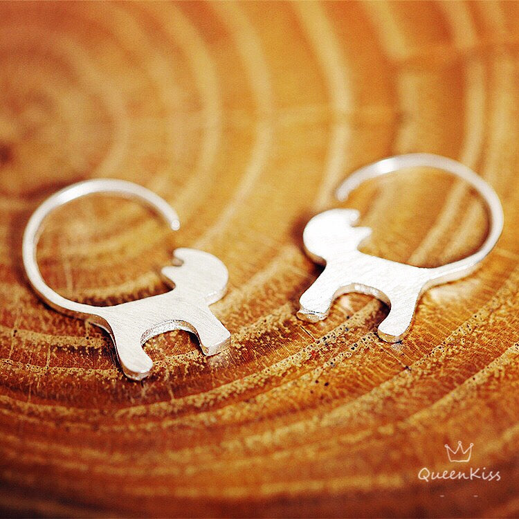 Sterling Silver 925 Stud Earrings Cute Couple Kitty Cat Stud Earrings Modern Studs Minimal Stud Earrings Gift for her