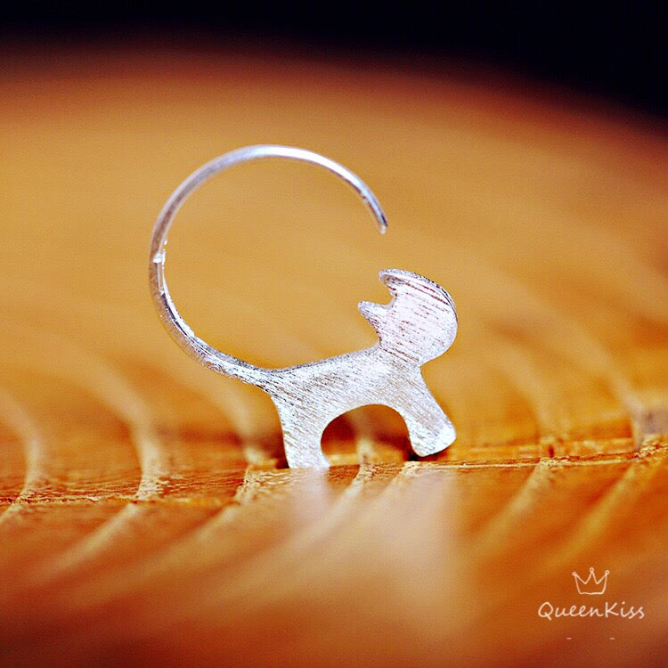 Sterling Silver 925 Stud Earrings Cute Couple Kitty Cat Stud Earrings Modern Studs Minimal Stud Earrings Gift for her