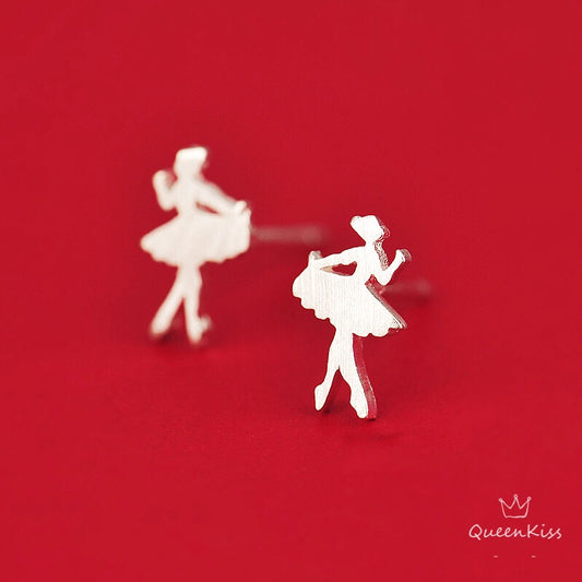 Sterling Silver 925 Stud Earrings Cute Couple Ballet Dancer Stud Earrings Modern Studs Minimal Stud Earrings Gift for her