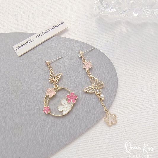 Super Cute Butterfly and Flowers Earrings -- Butterfly Love !!
