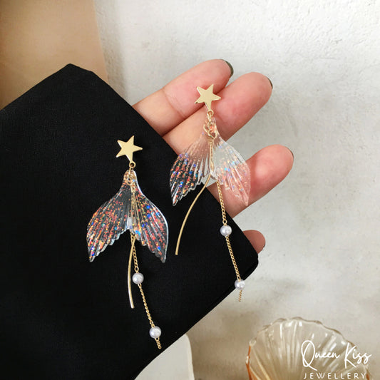 Super Cute Star and Mermaid Tail Tessel Earrings -- Ocean Love!!