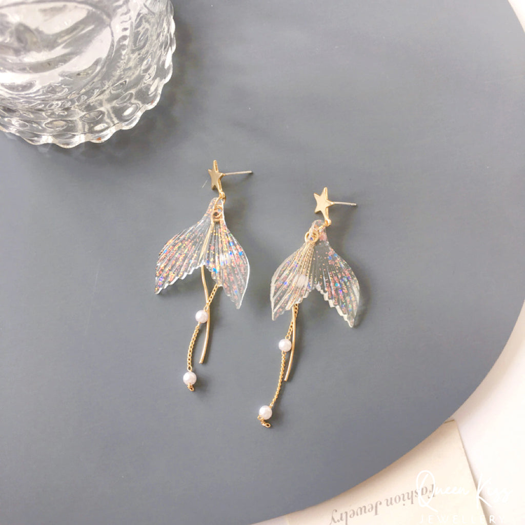 Super Cute Star and Mermaid Tail Tessel Earrings -- Ocean Love!!