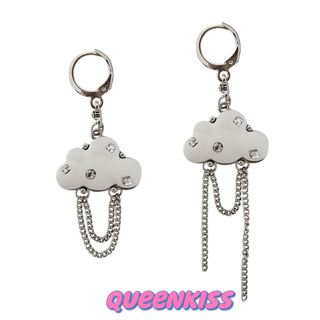 Super Cute White Bling Cloud Tessel Earrings -- Sky Life!!