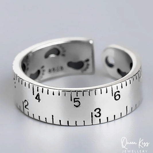 Quirky Adorable Cute Ruler Ring Adjustable 925 Sterling Silver Ring