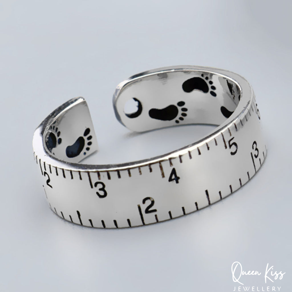 Quirky Adorable Cute Ruler Ring Adjustable 925 Sterling Silver Ring